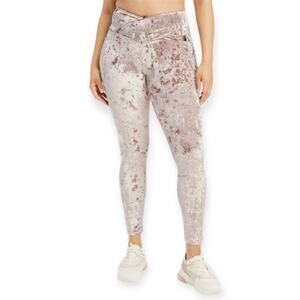 NWT Fabletics High-Waisted Crushed Velour Crossover Legging Rose Gold Sz Medium